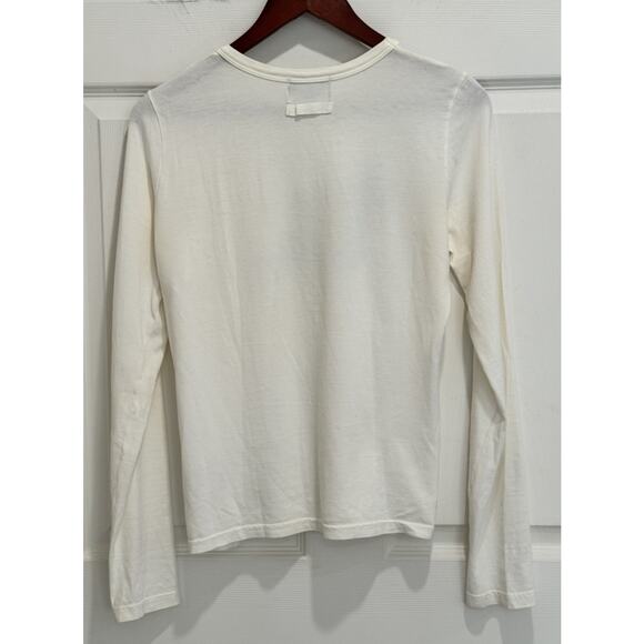 Vintage Juicy Couture T Shirt Long Sleeve Cream Size Large Black Rhinestones - Picture 4 of 5